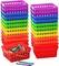 24 Pack Small Classroom Storage Baskets, Pack Bulk, Square 4.5" Sturdy Plastic Colorful Crayon & Pencil Container, Organizer Bins for Desk for Classrooms Supplies, Office, Toy Storage